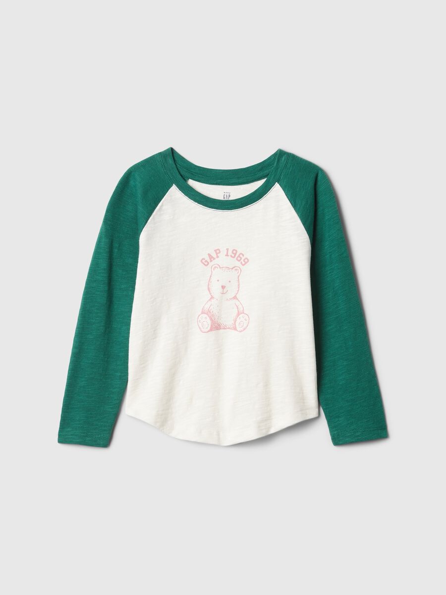 T-shirt a maniche lunghe con stampa orsetto Bimba_0