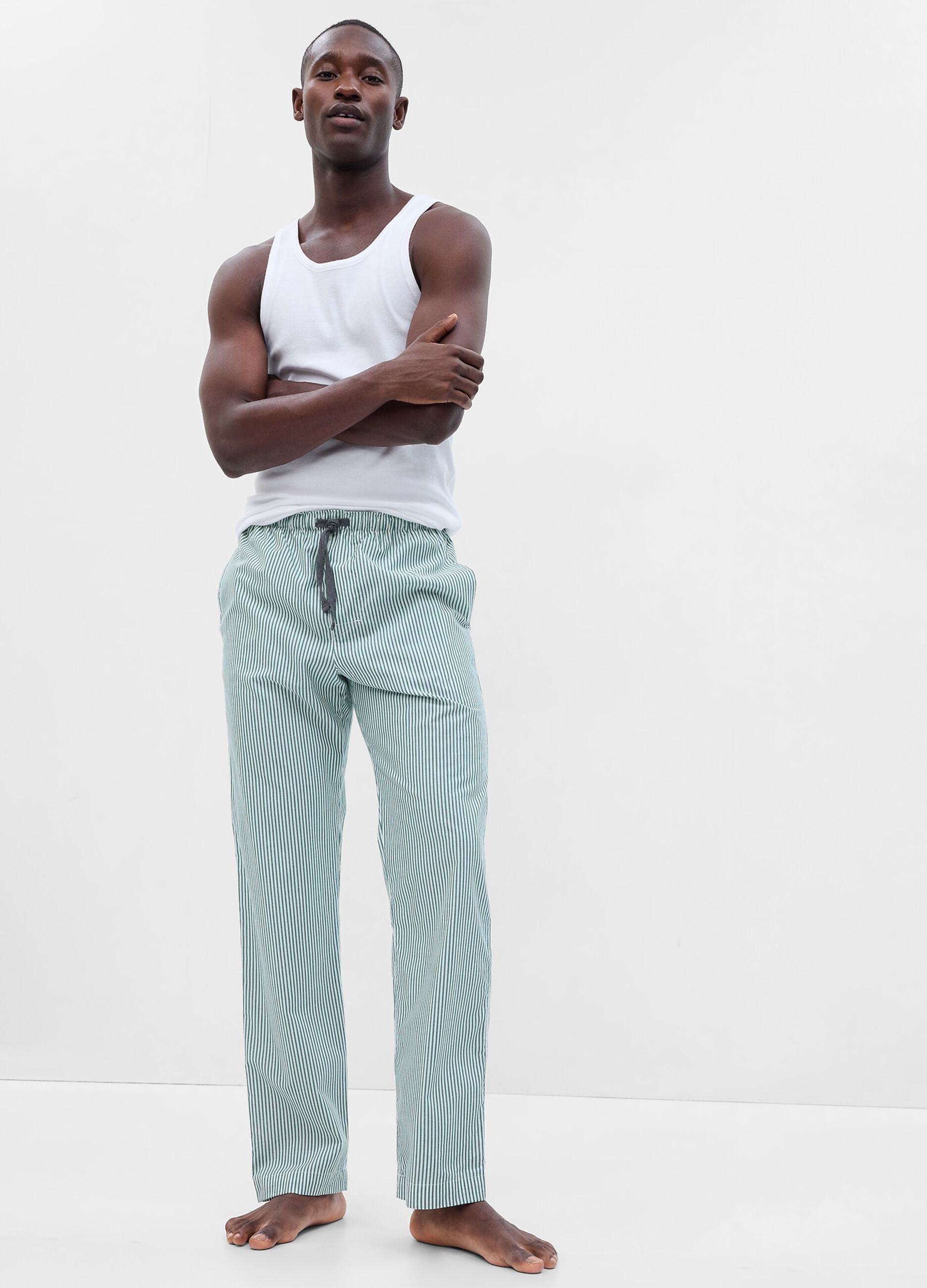 Long pyjama trousers in patterned cotton