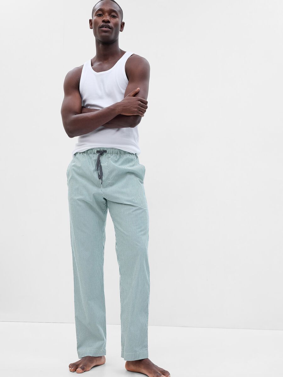 Long pyjama trousers in patterned cotton Man_0