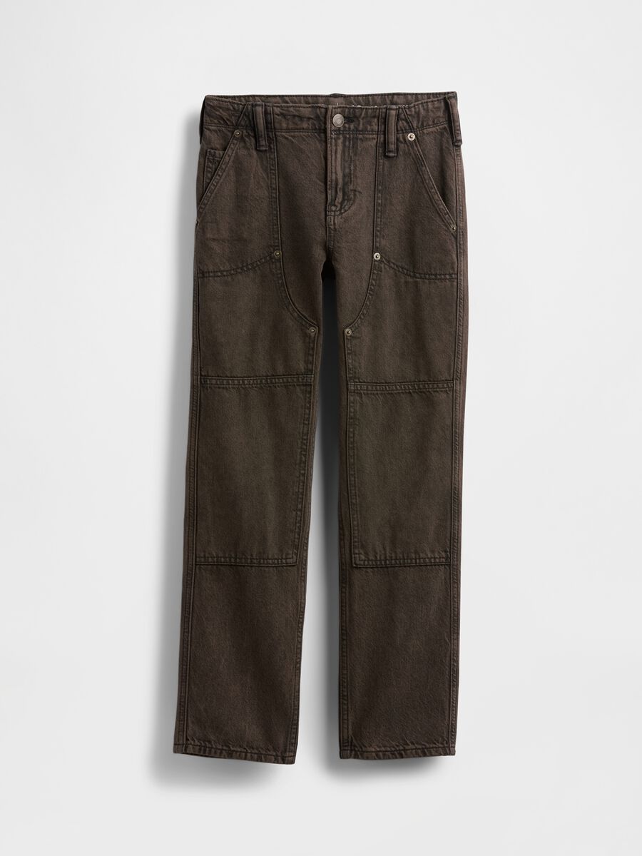 Pantaloni cargo marroni in cotone Bambino_3