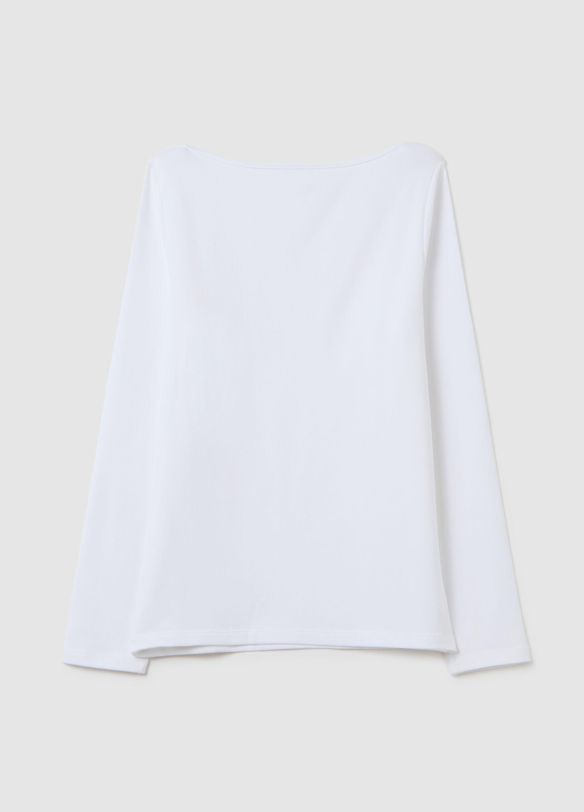 T-shirt in cotton and modal with boat neck_3