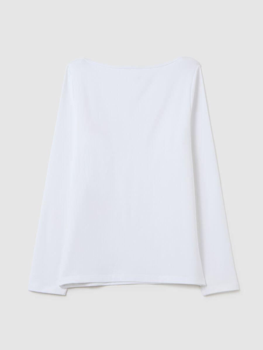 T-shirt scollo a barchetta in cotone e modal Donna_3
