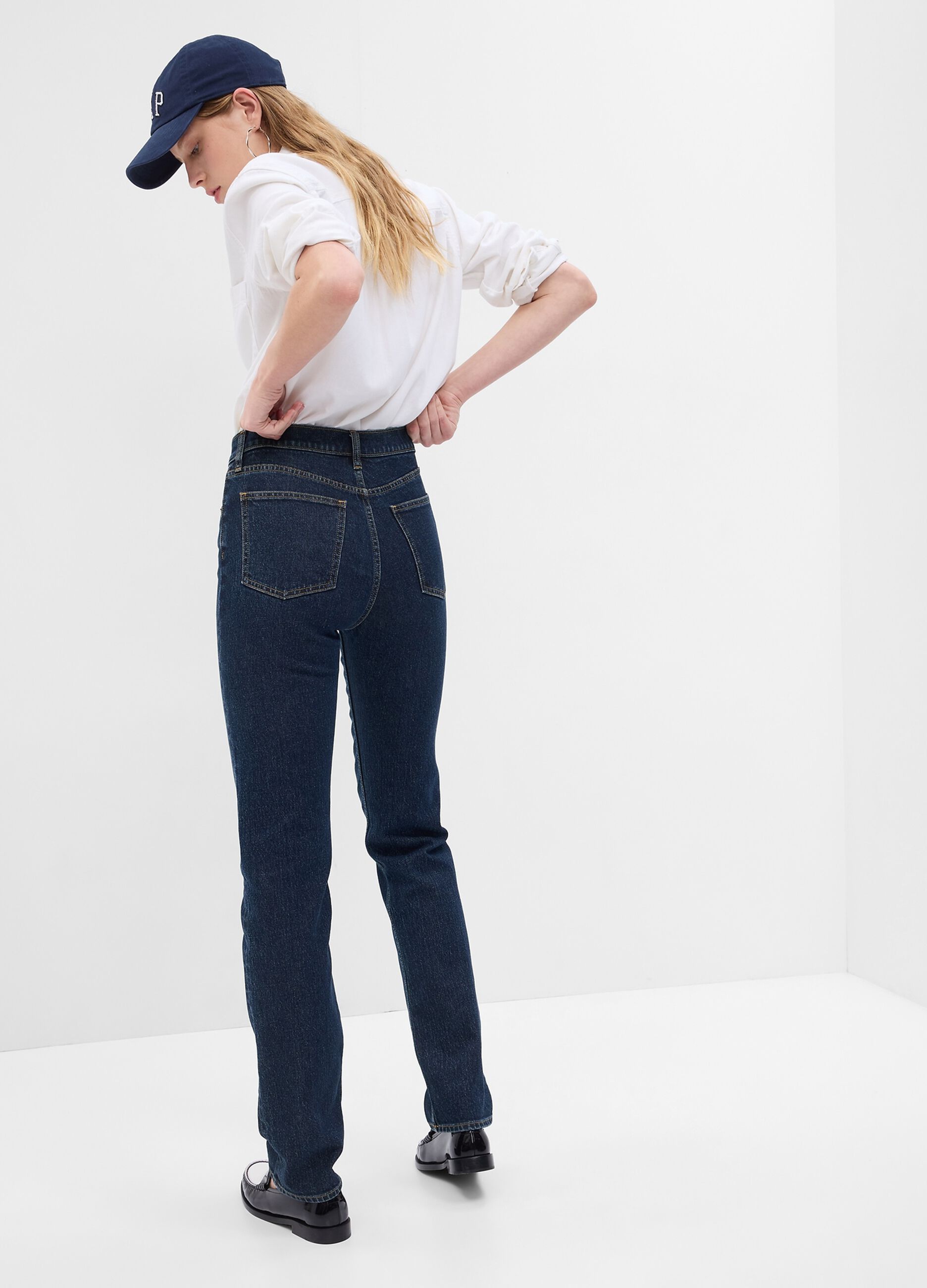 Jeans straight fit a vita alta_1