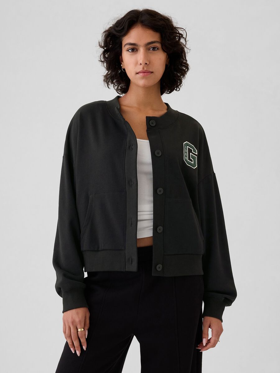 Felpa over con bottoni ricamo logo Donna_0