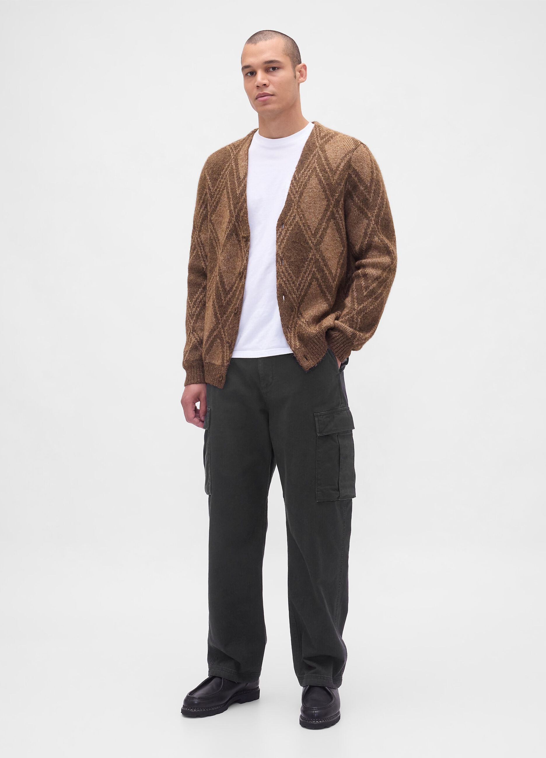 Cardigan marrone in misto lana e alpaca