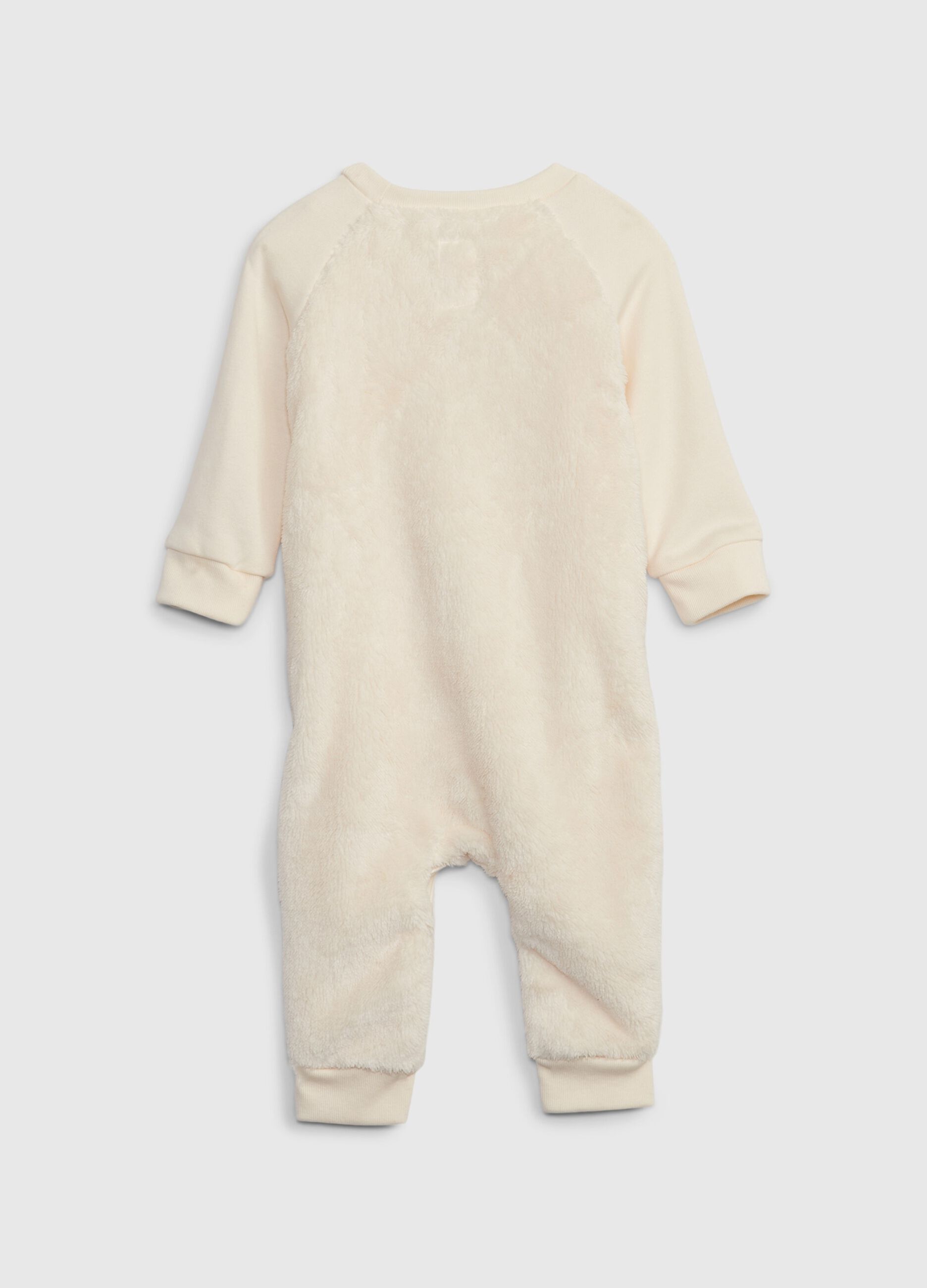 Faux fur onesie with embroidered teddy_2