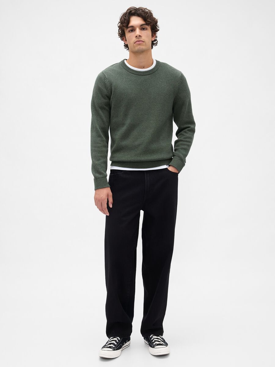Pullover verde in cotone Uomo_2