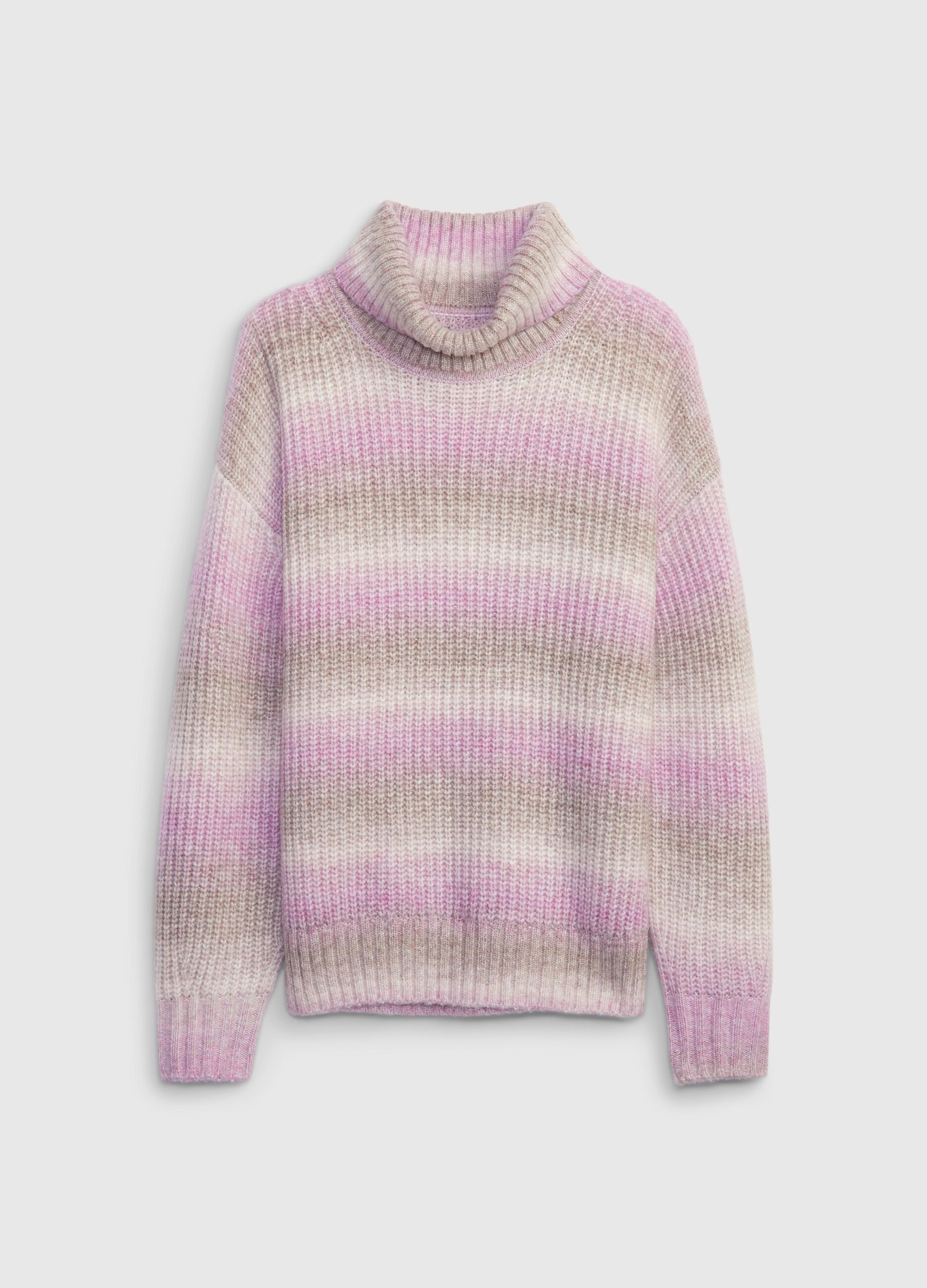 Ribbed turtleneck jumper with striped pattern_3