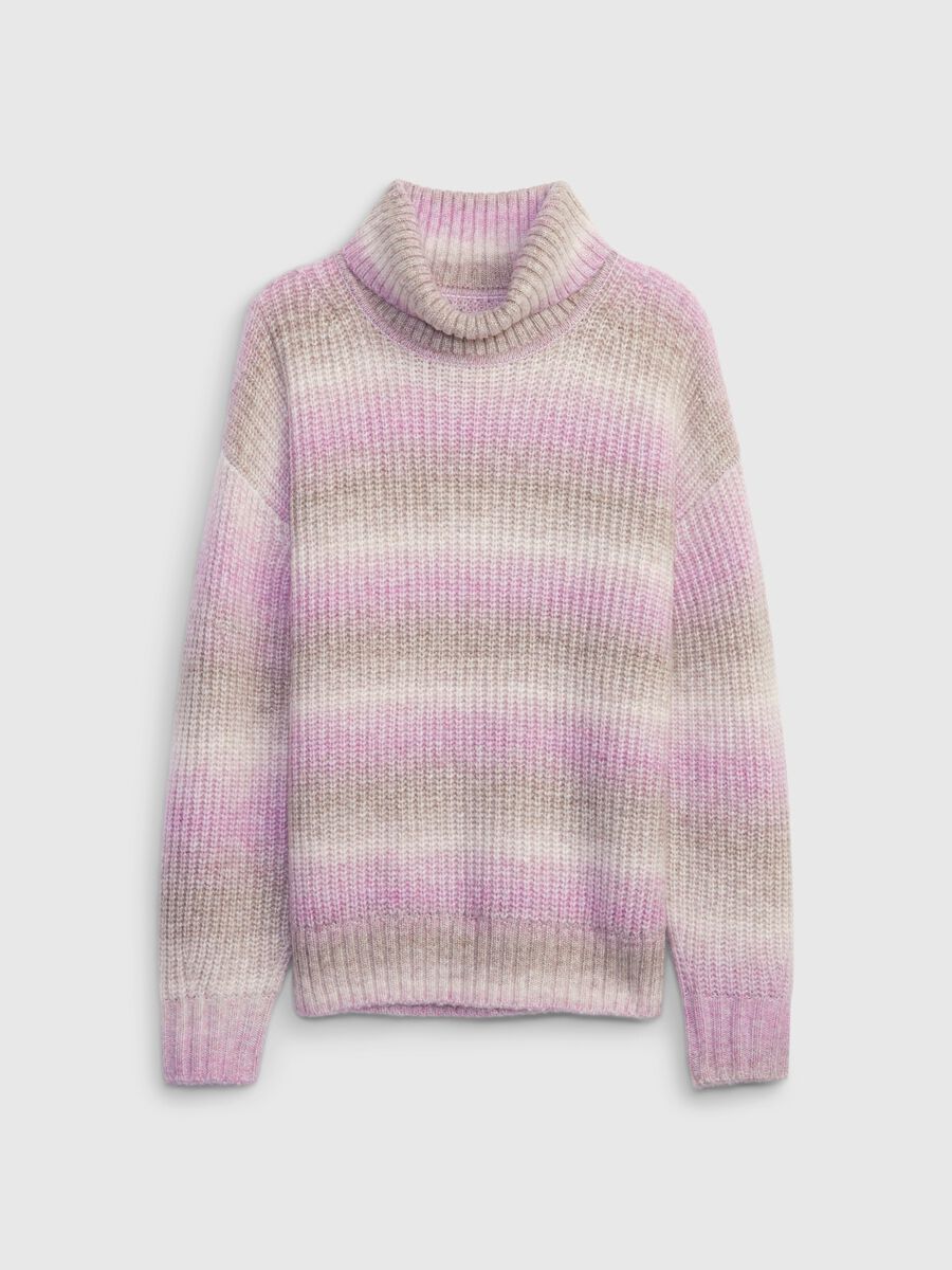 Ribbed turtleneck jumper with striped pattern Woman_3