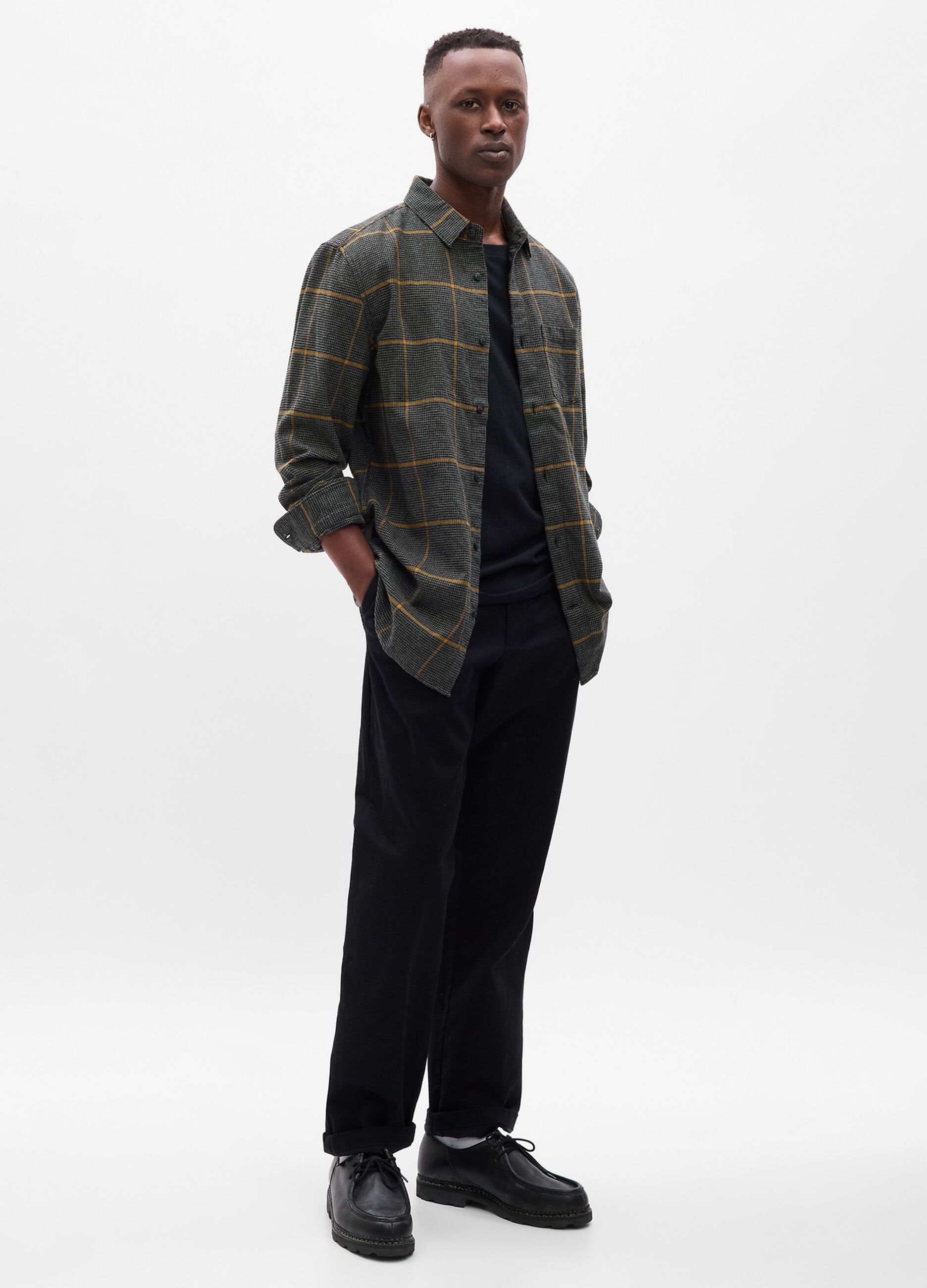 Regular-fit flannel shirt with pattern