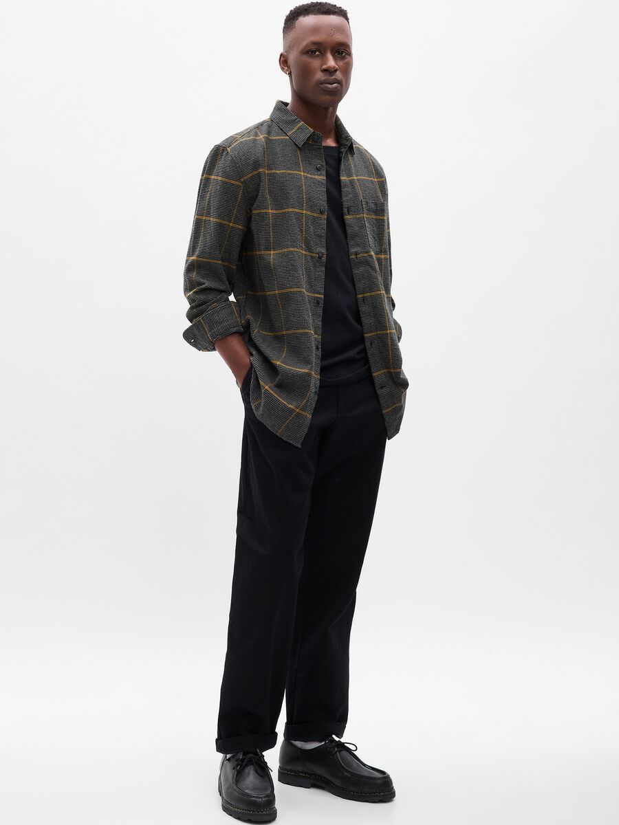 Regular-fit flannel shirt with pattern Man_0