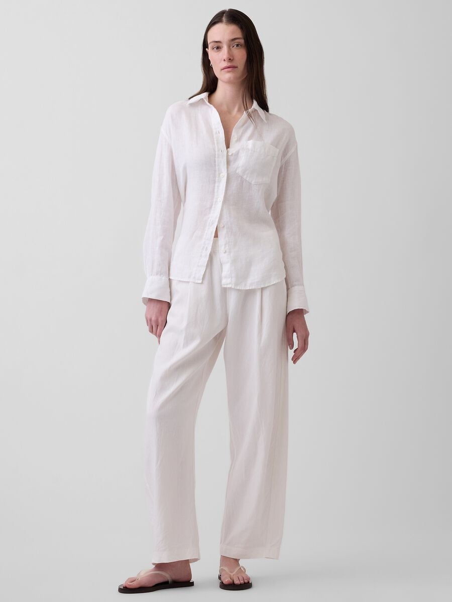 Pantaloni in misto lino Donna_4