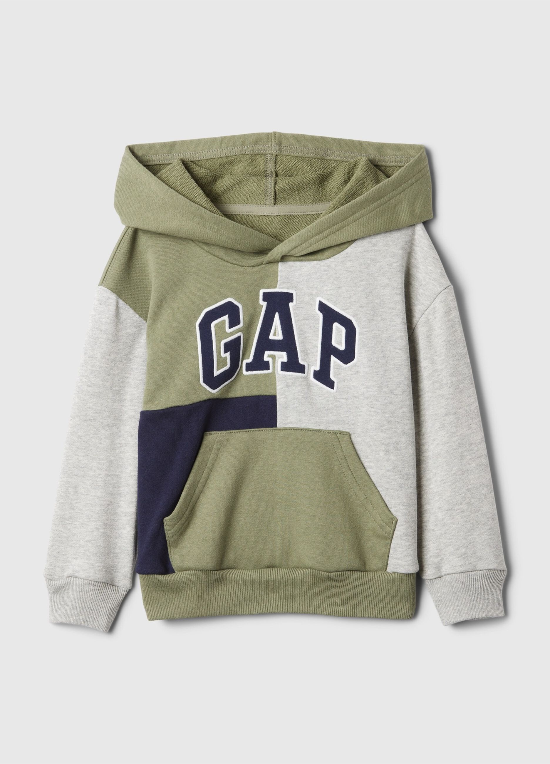 Felpa color block con cappuccio ricamo logo