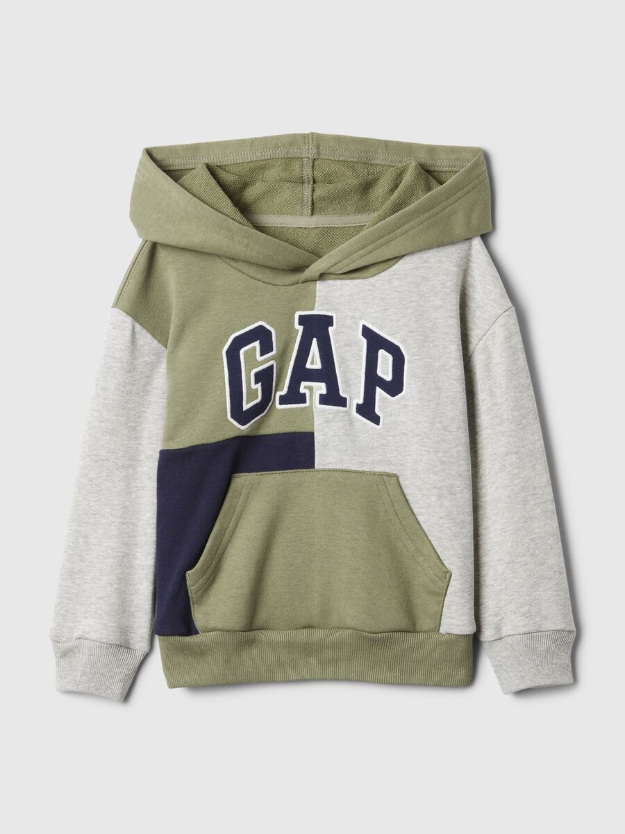 Felpa color block con cappuccio ricamo logo Bimbo_0