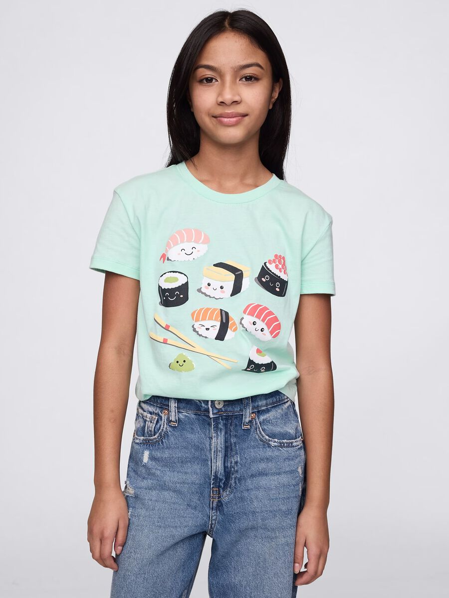 T-shirt con disegni di sushi in cotone GAP Kids Bambina_0