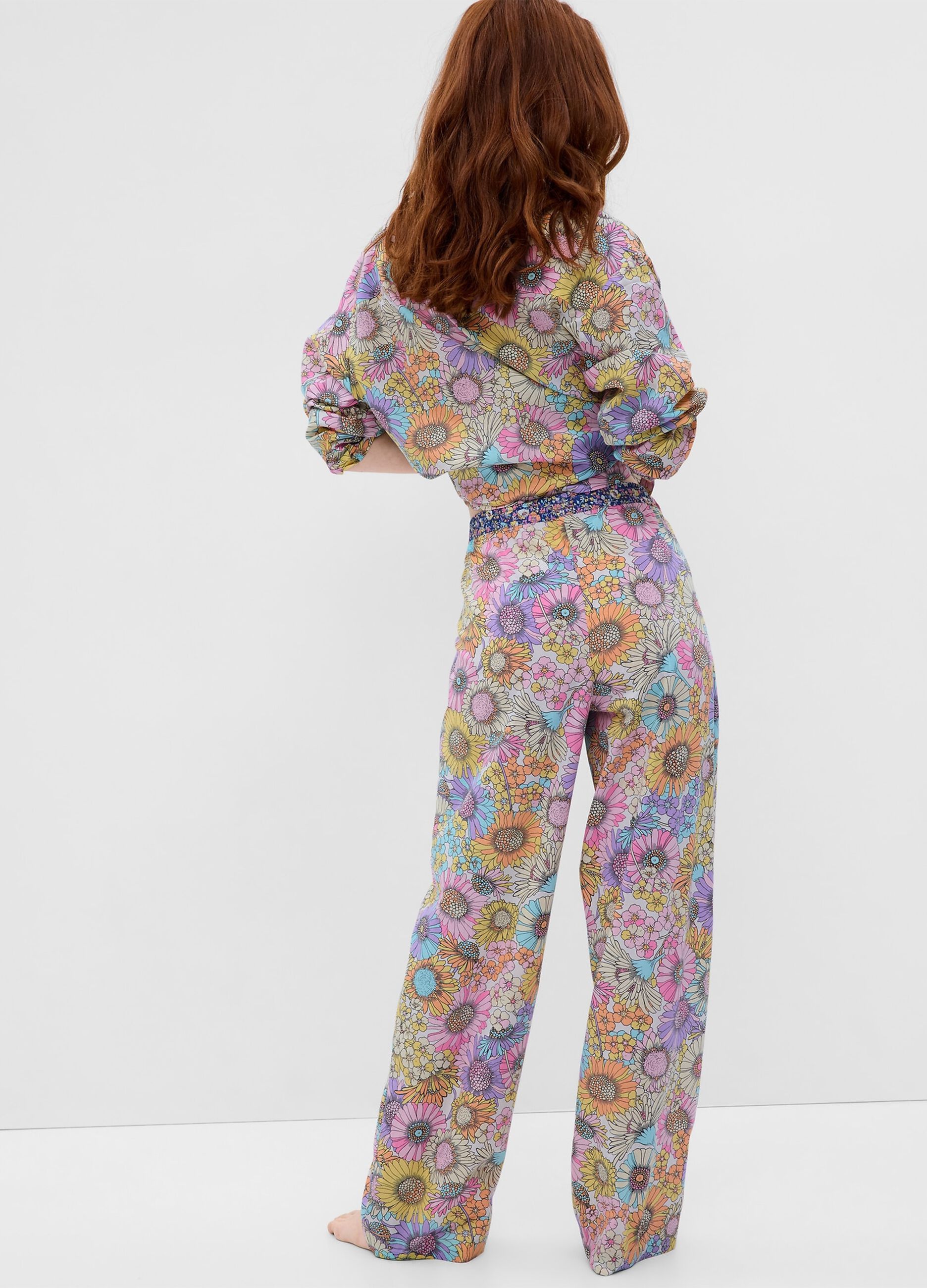 Full-length pyjama bottoms in patterned poplin_1