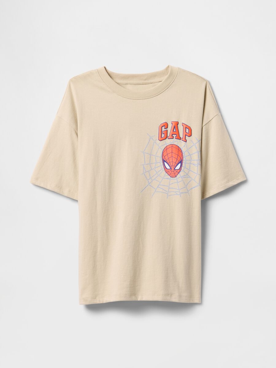 T-shirt beige con stampa GAP e Spider-Man Boy_0
