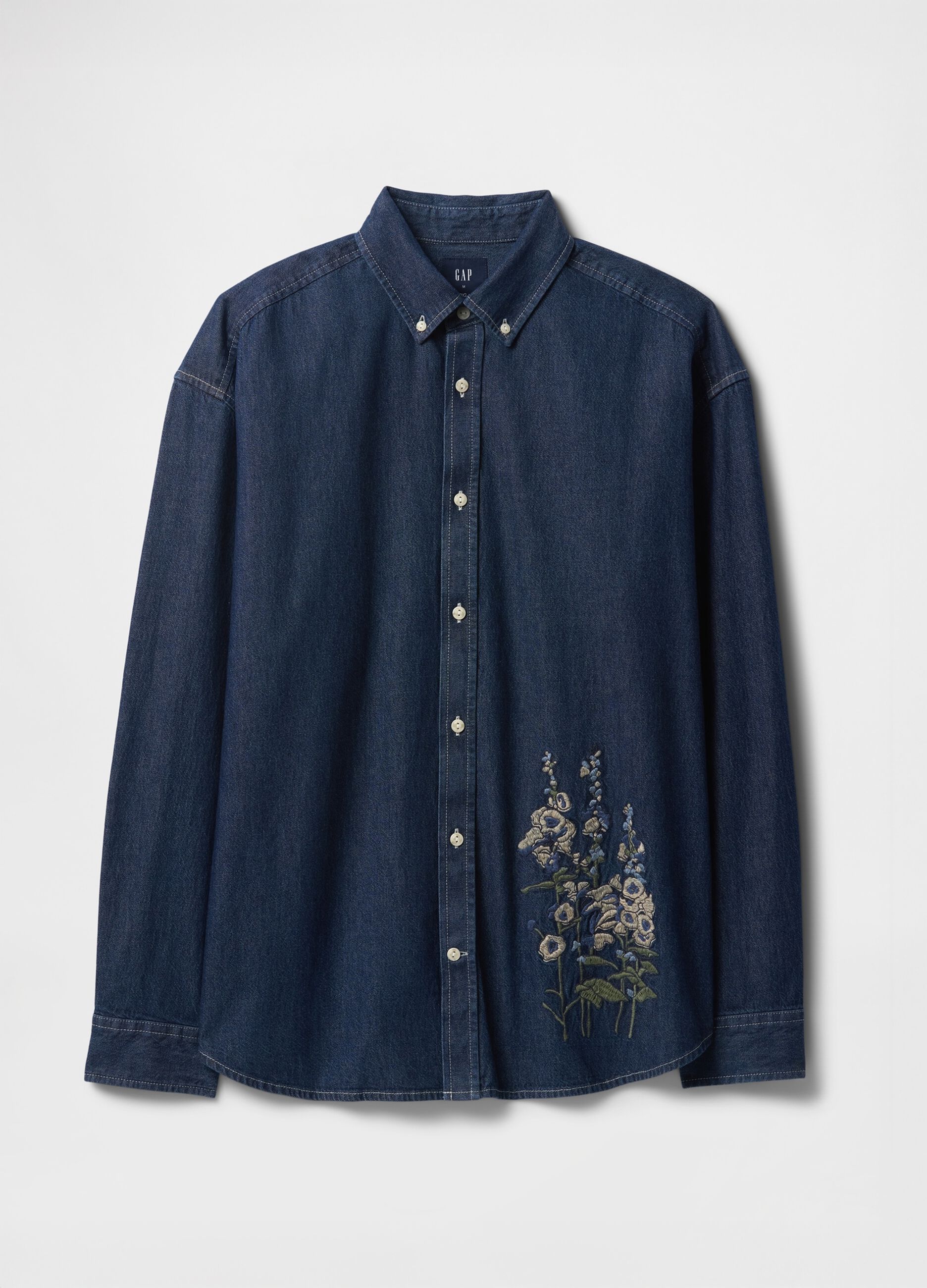 Camicia in denim ricamata con fiori_6