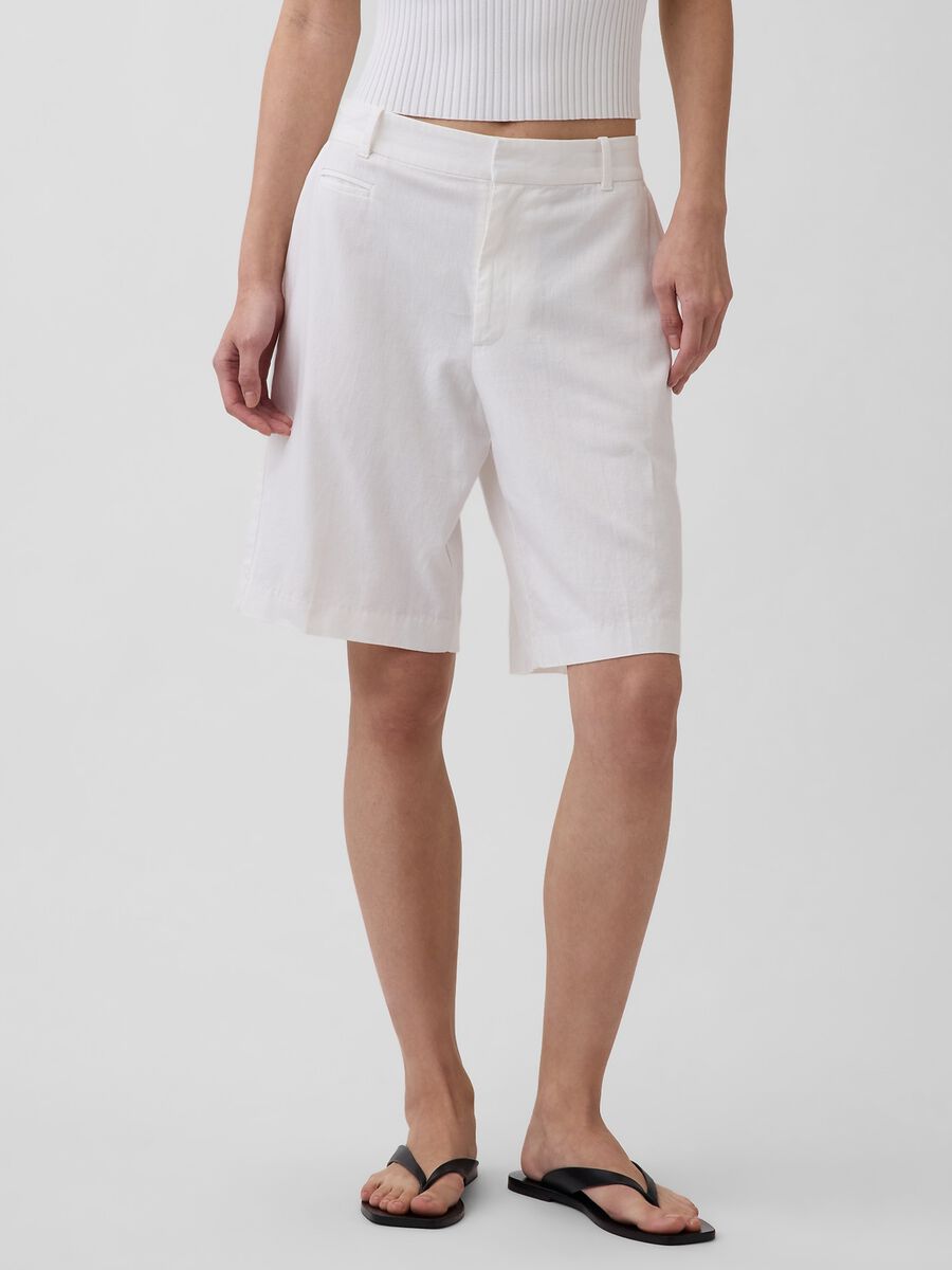 Shorts in misto lino e viscosa Donna_1
