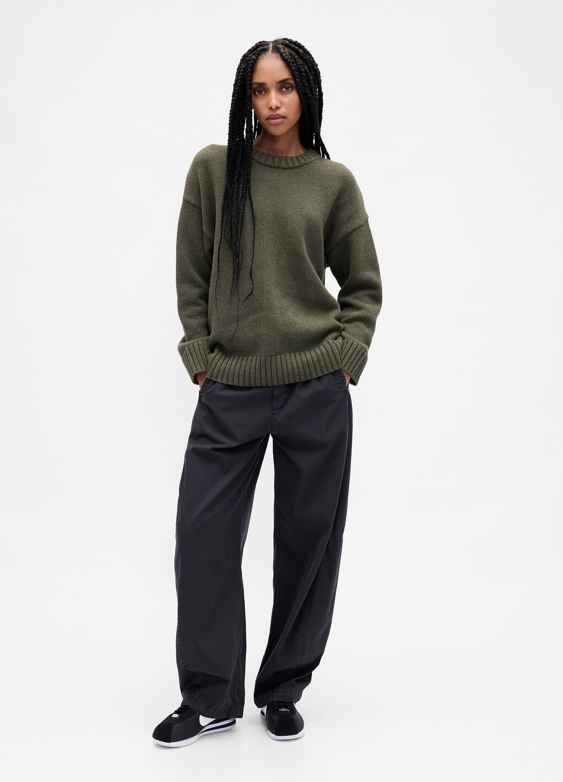 Maglione verde in cotone