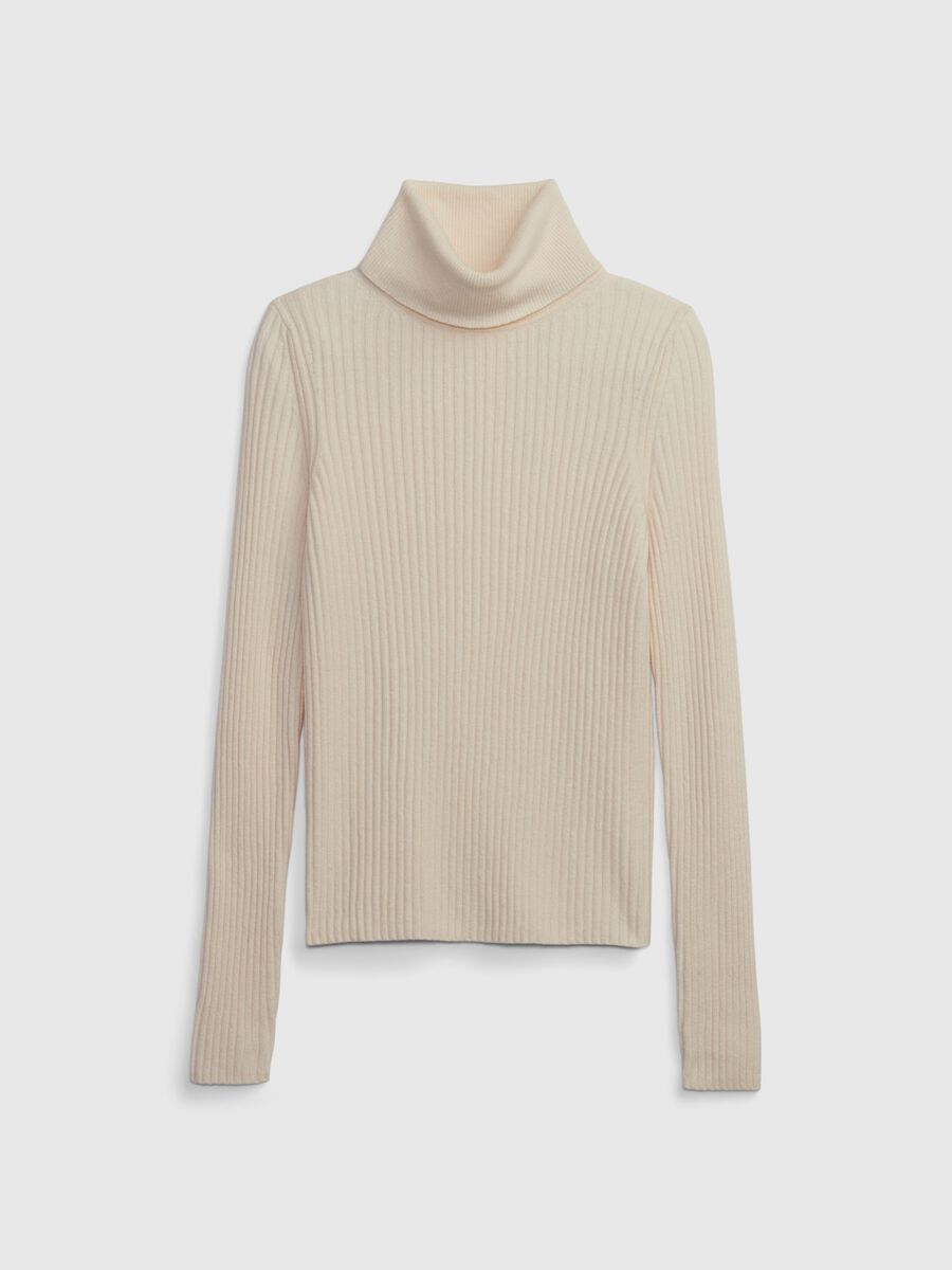 Flat ribbed top with high neck Woman_0