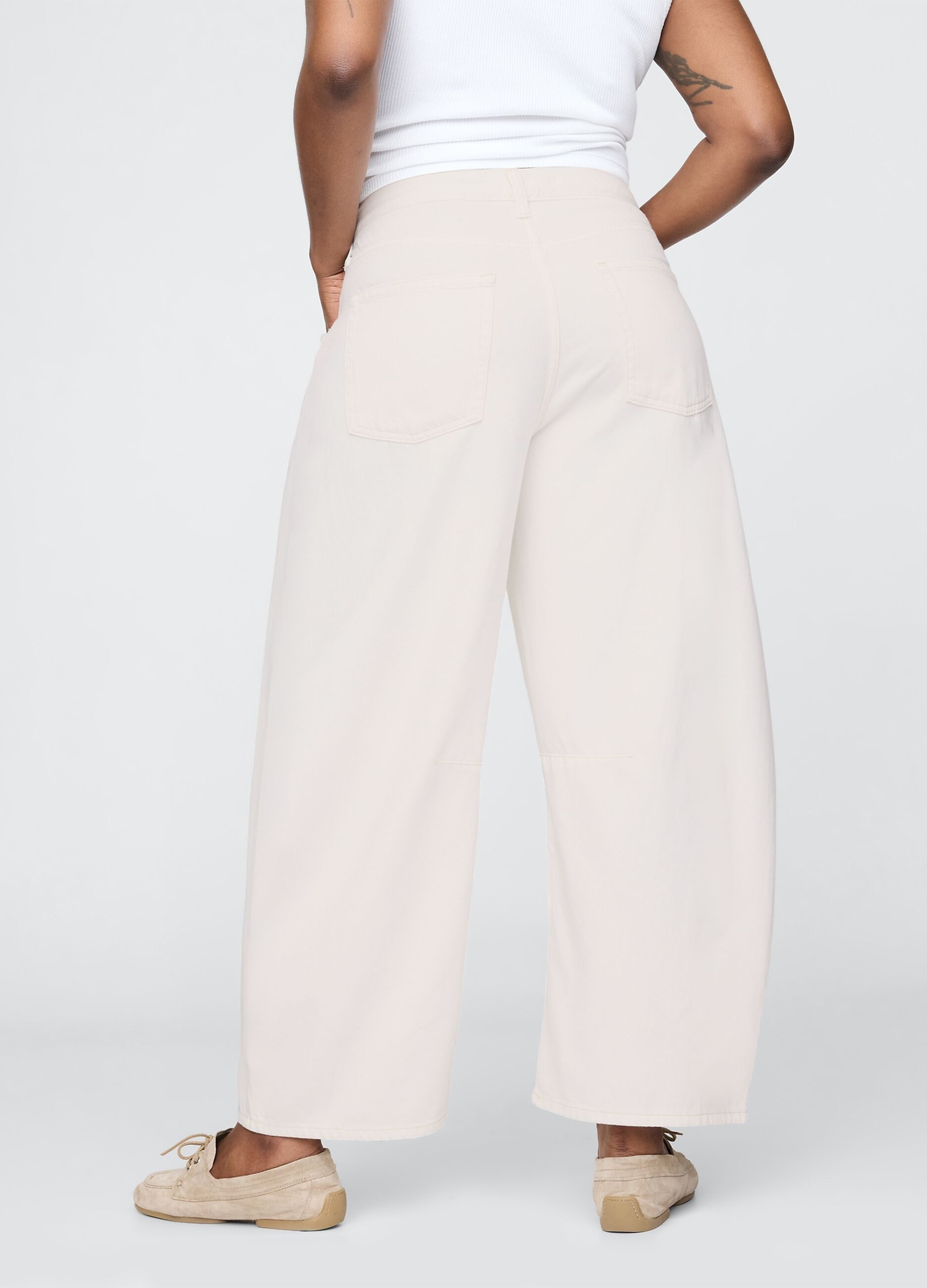 Pantaloni ampi bianchi in cotone_5