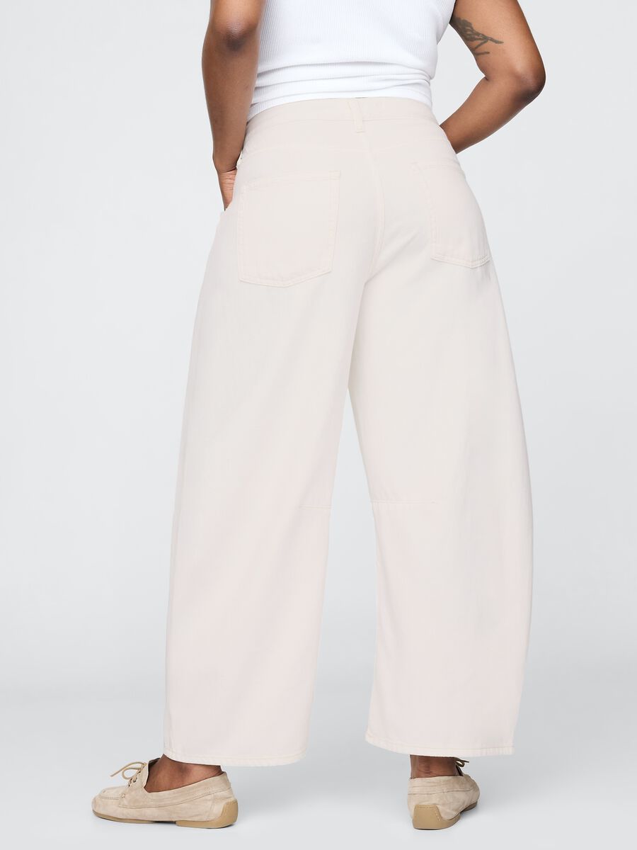 Pantaloni ampi bianchi in cotone Donna_5