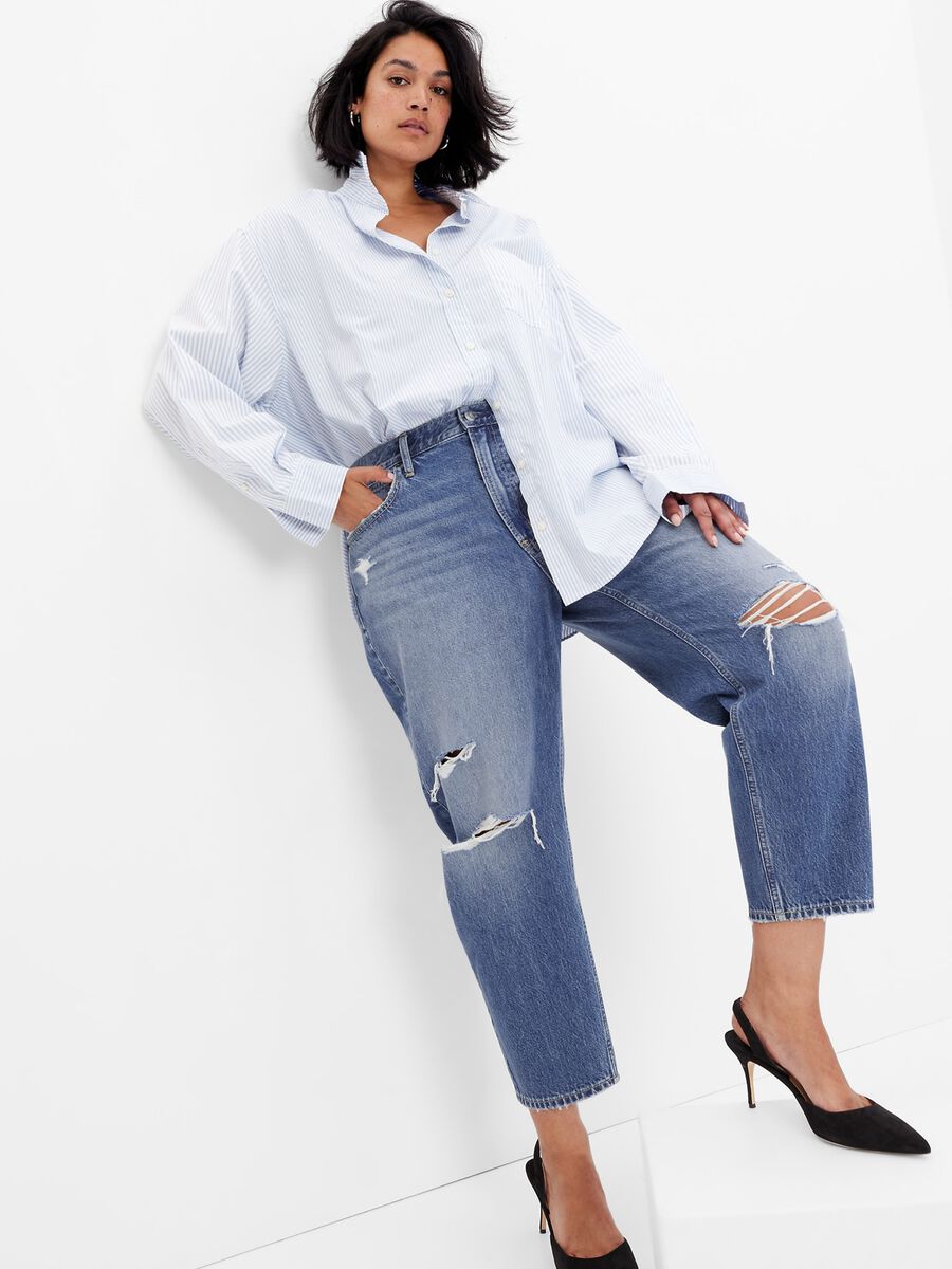 Barrel-leg jeans with rips Woman_2