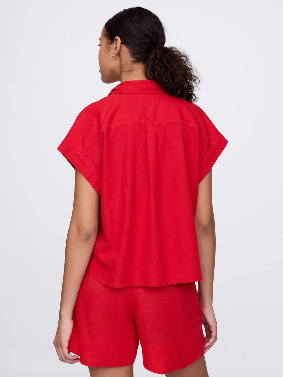 Red linen and viscose shirt Gap Woman_2