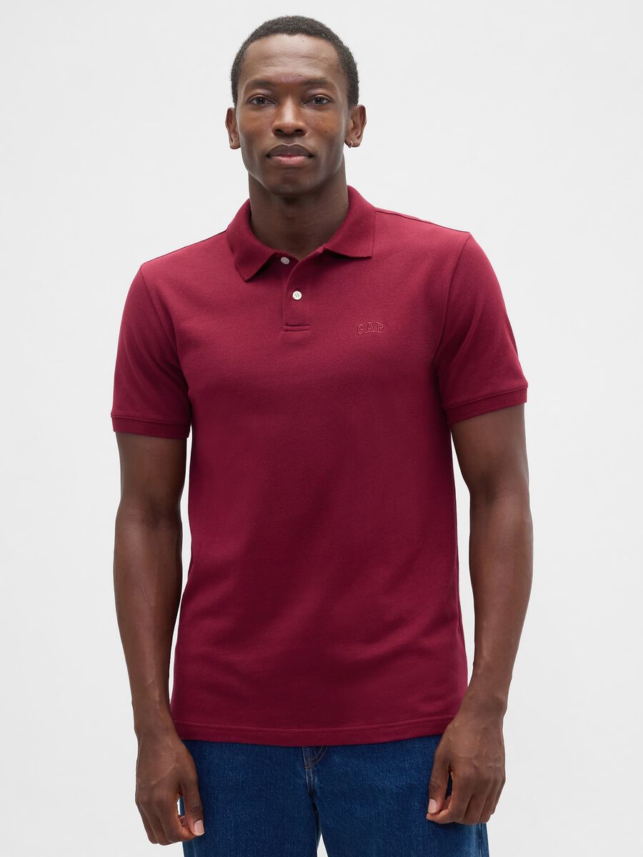 Polo rosso elasticizzata a maniche corte Uomo_0