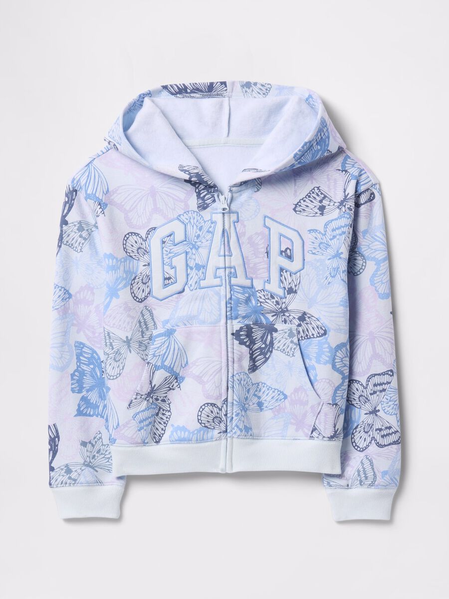Felpa con cappuccio e zip integrale a fantasia di farfalle GAP Kids Bambina_4