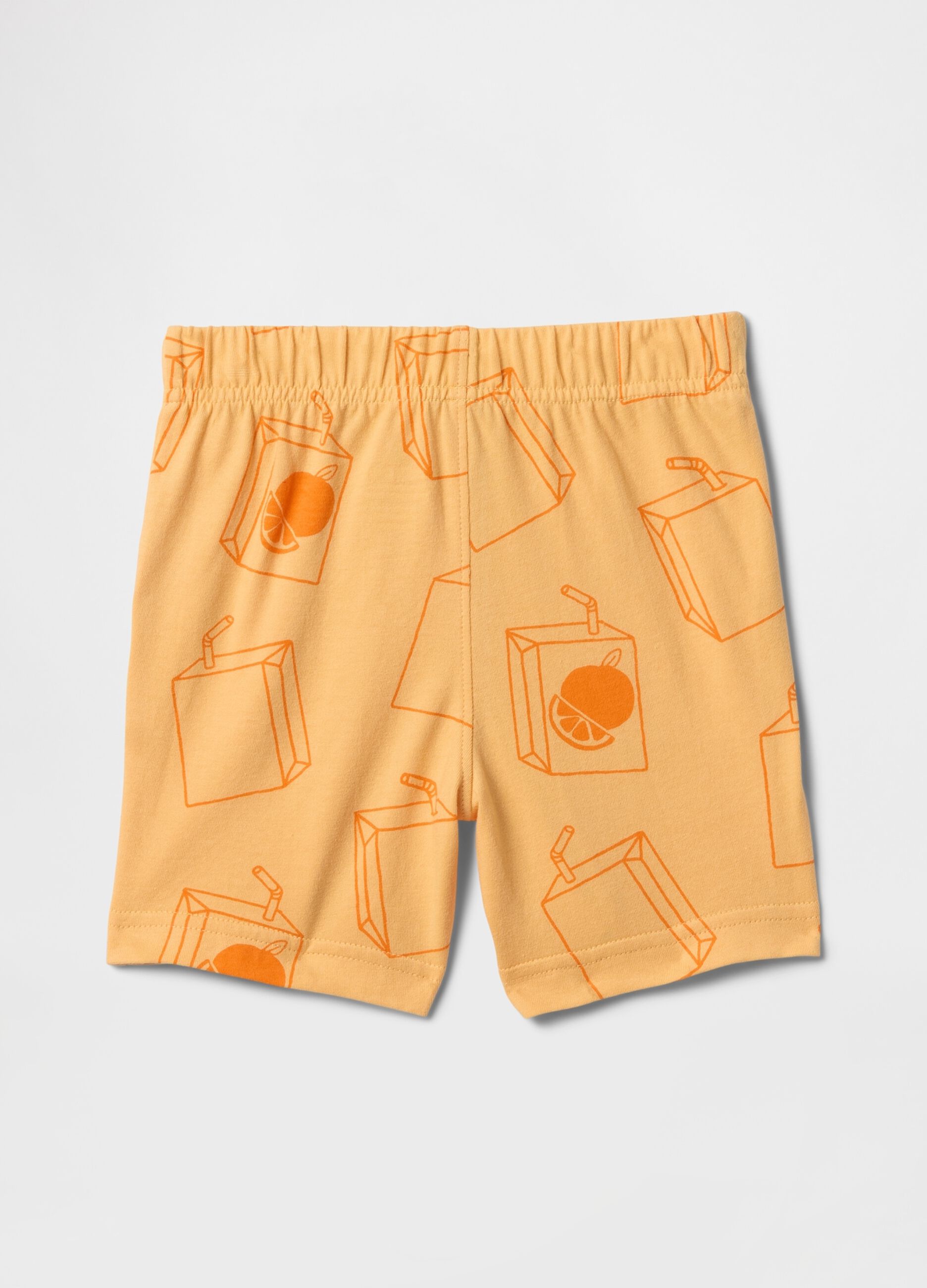 Pantaloncini arancioni con fantasia succo di frutta_1