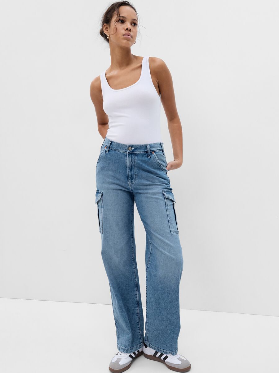 Loose-fit cargo jeans with mid-rise waist Woman_0