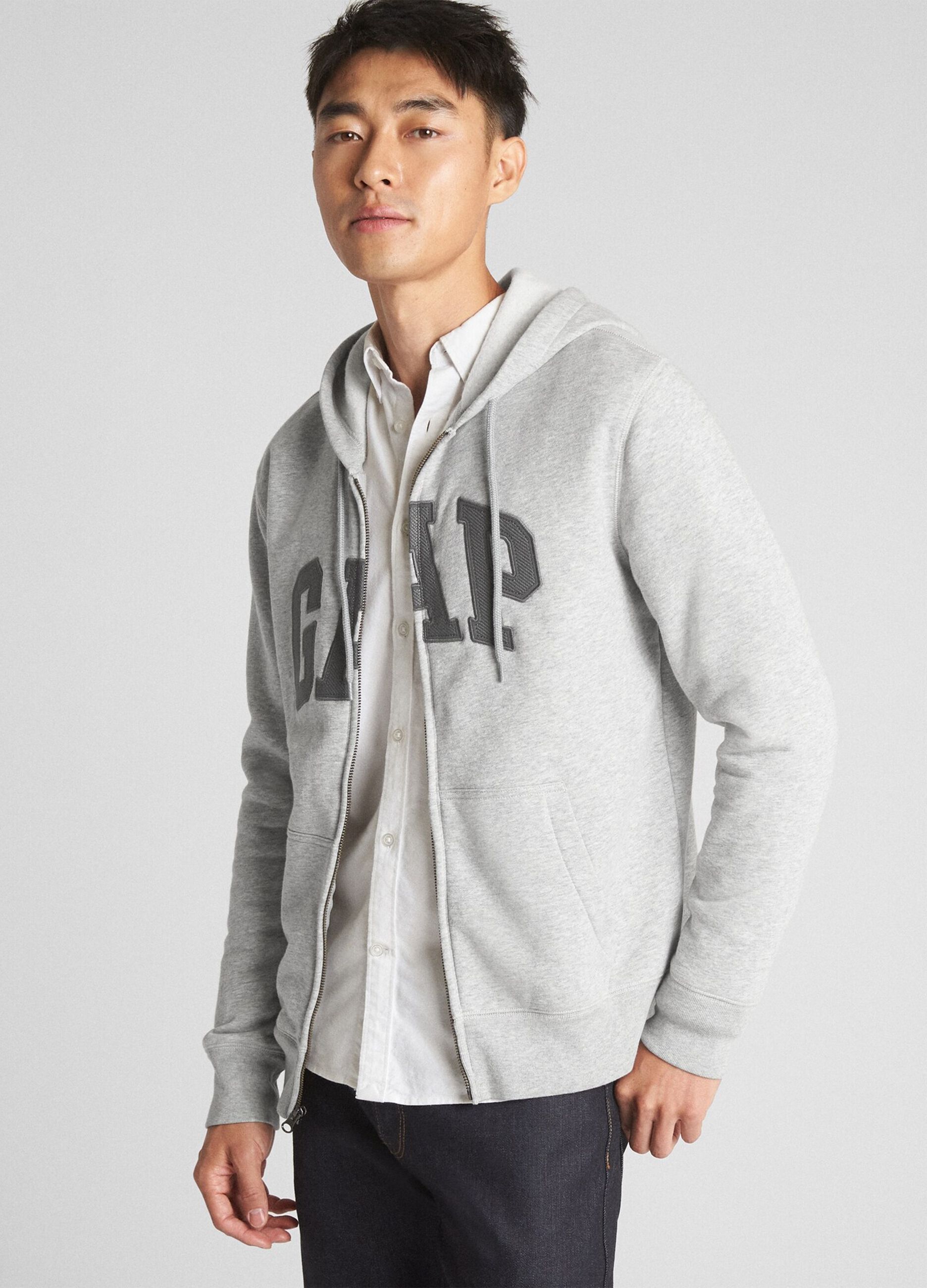 Full-zip con cappuccio e patch logo