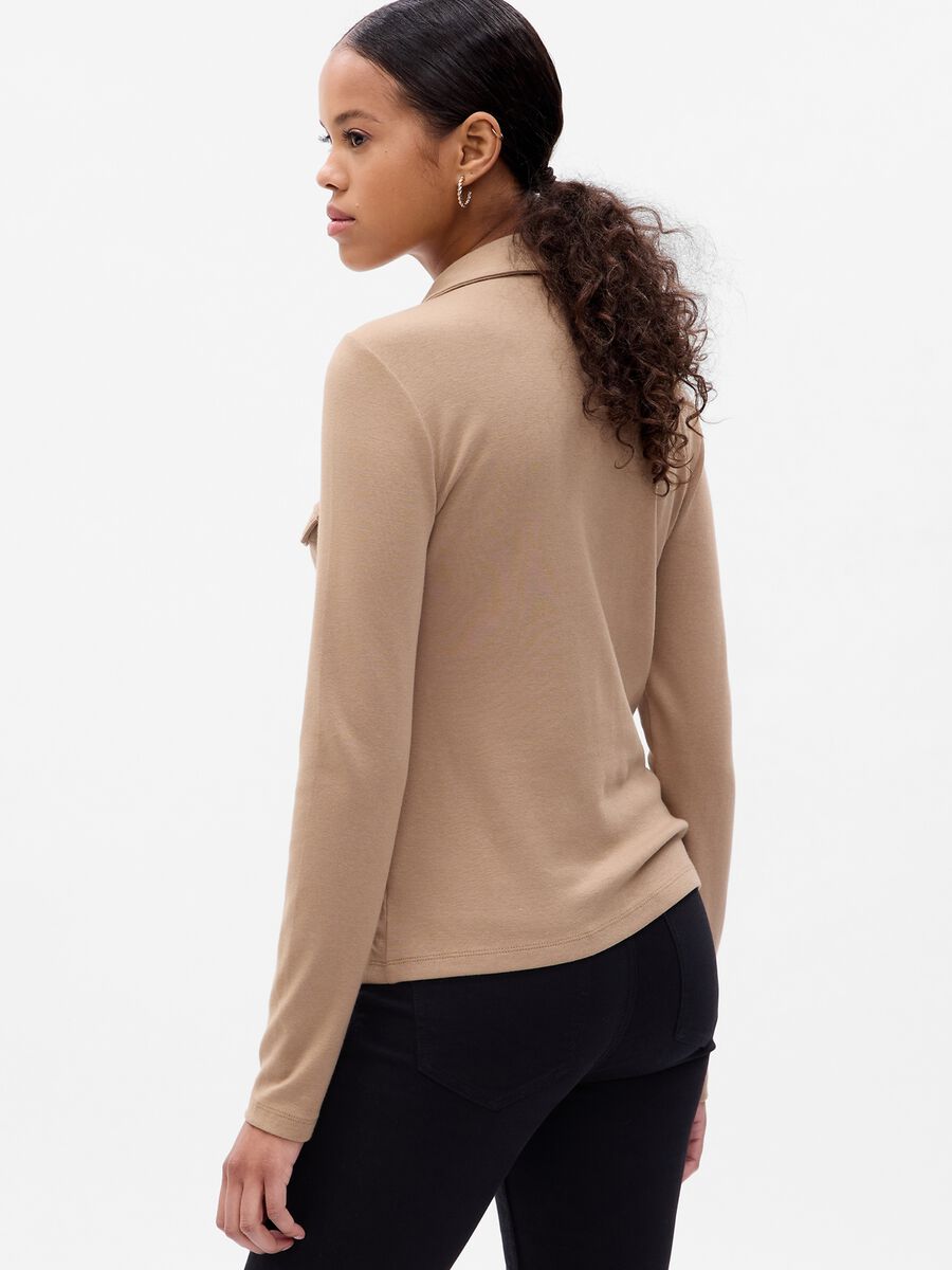 Long-sleeved T-shirt with collar Woman_1