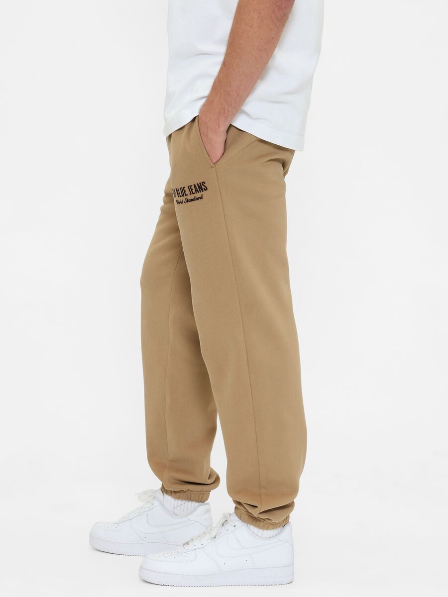 Beige jogger trousers in cotton and polyester blend Man_4