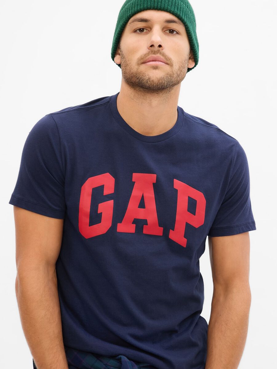 T-shirt girocollo con stampa logo Uomo_0