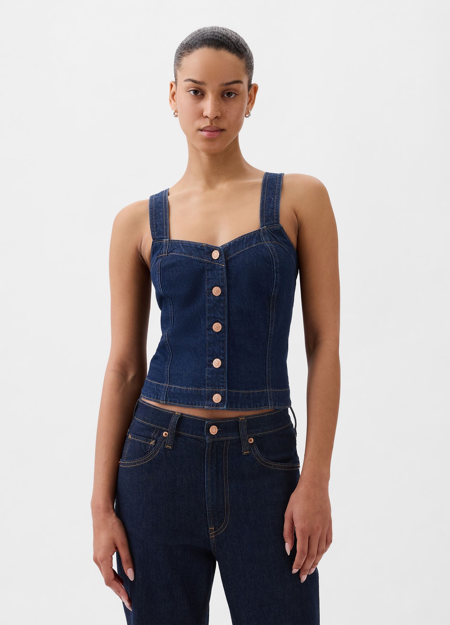 Top in denim con bottoni_1