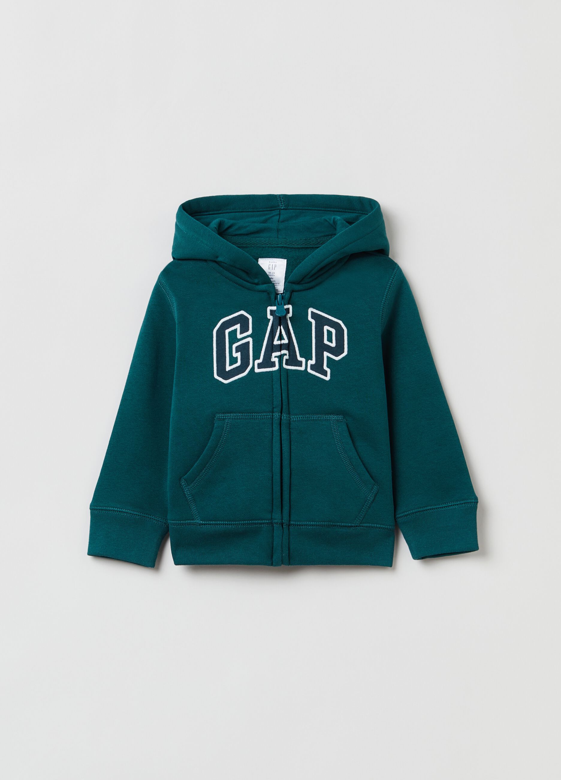 Full-zip hoodie with logo patch
