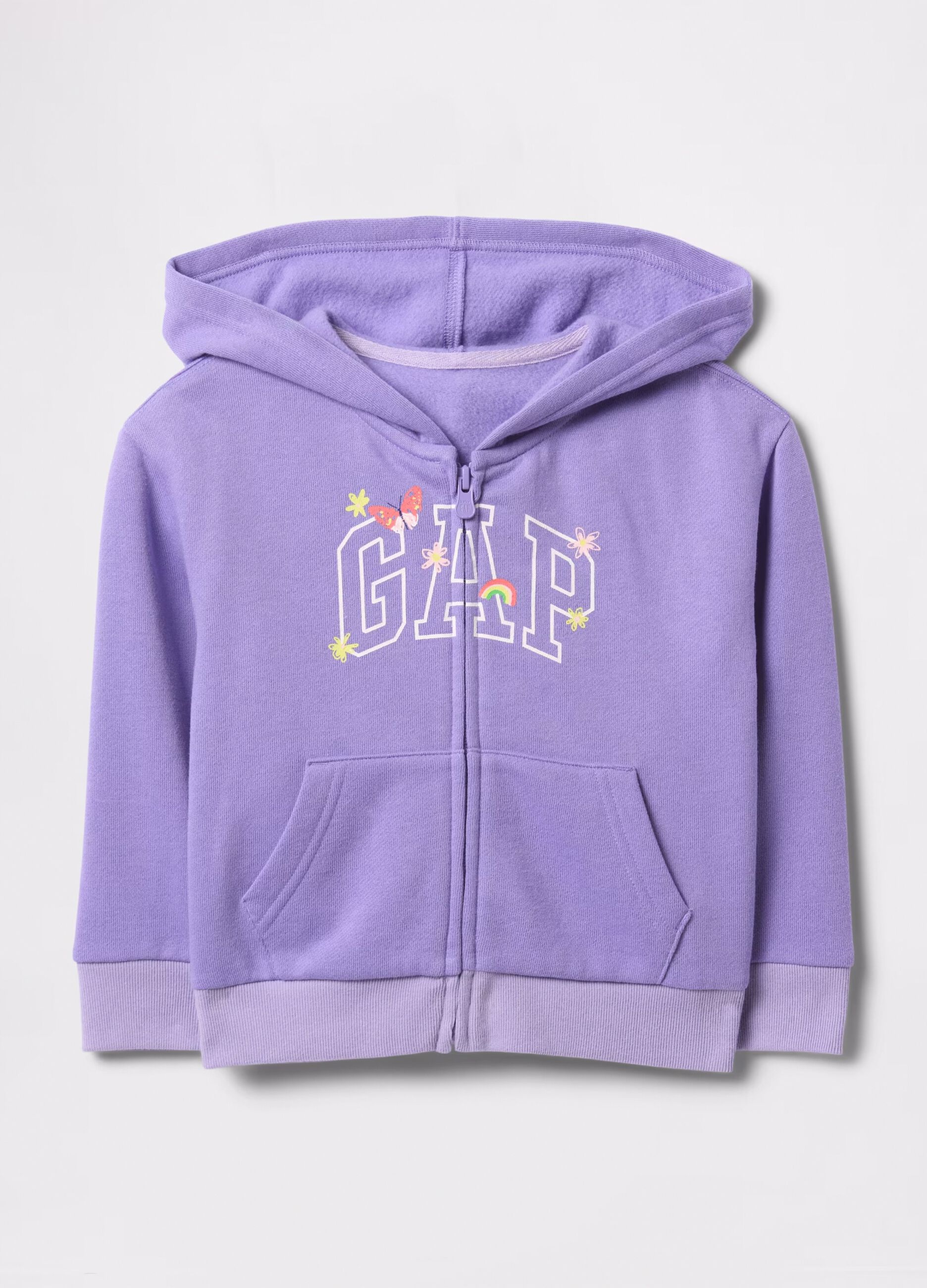 Full-zip viola con cappuccio e stampa logo