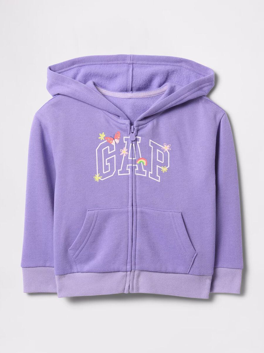Felpa viola con cappuccio e logo GAP Bimba_0