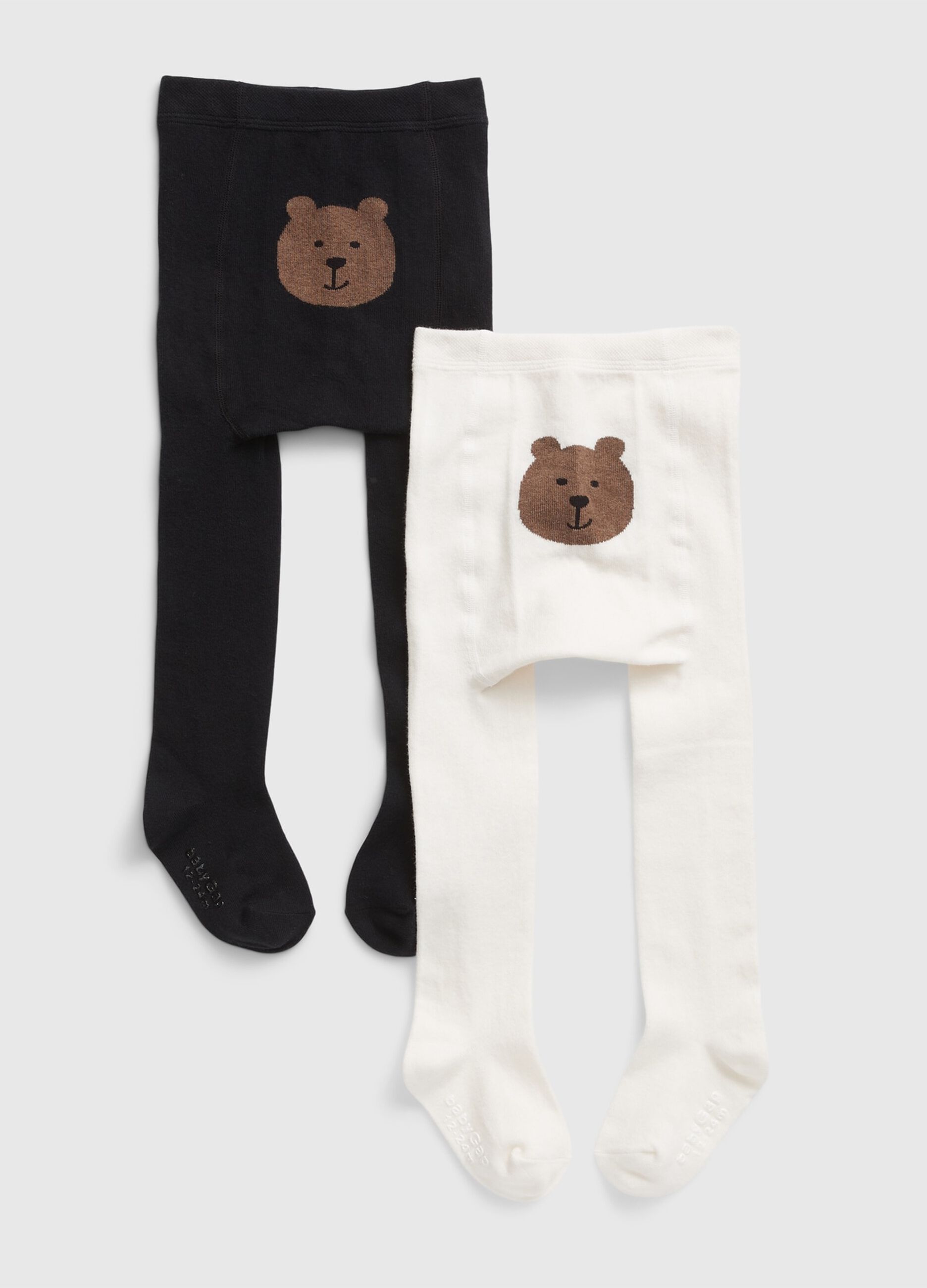 Two-pack tights with jacquard teddy bear