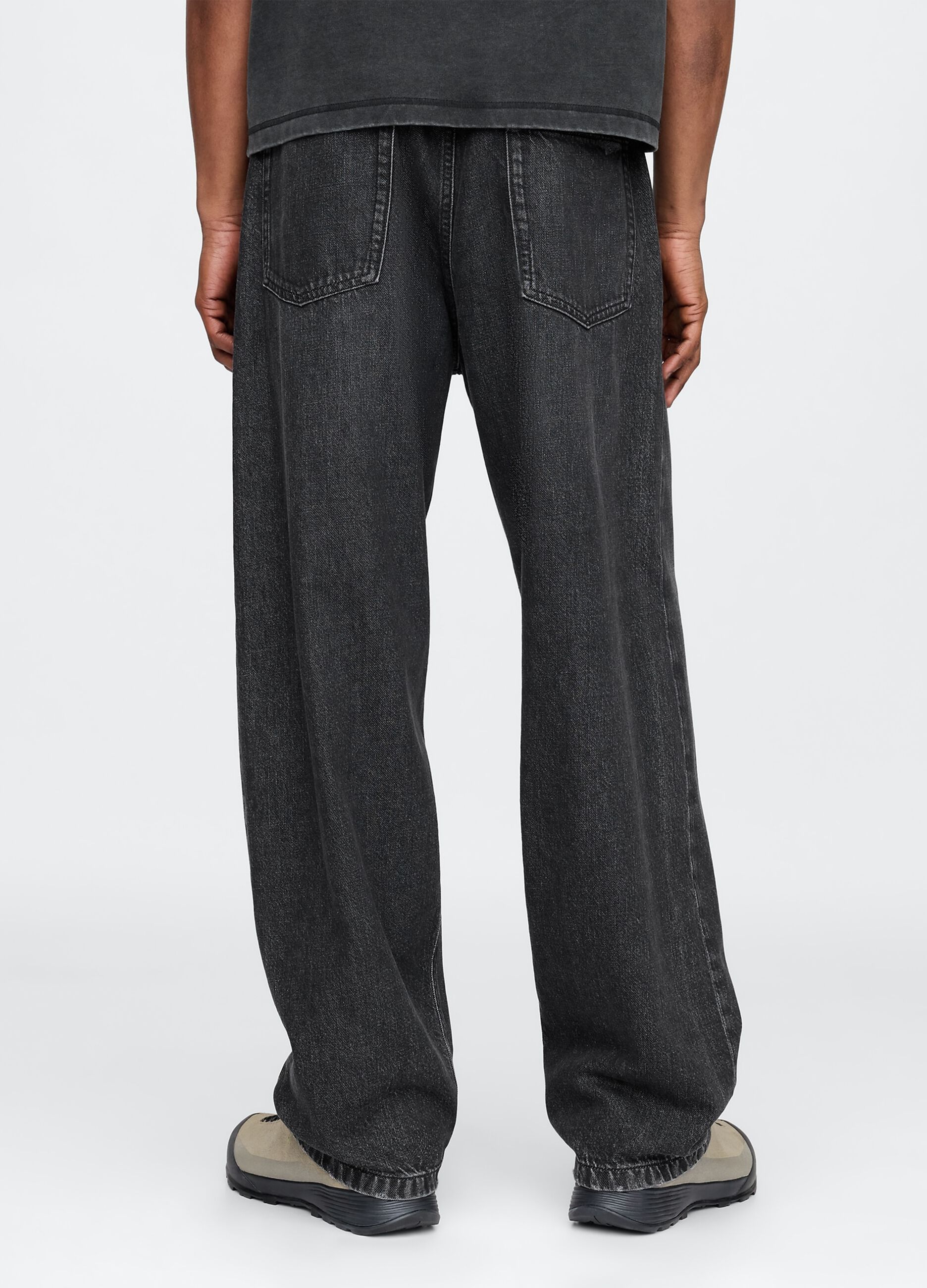 Pantaloni denim neri a gamba larga Gap_2