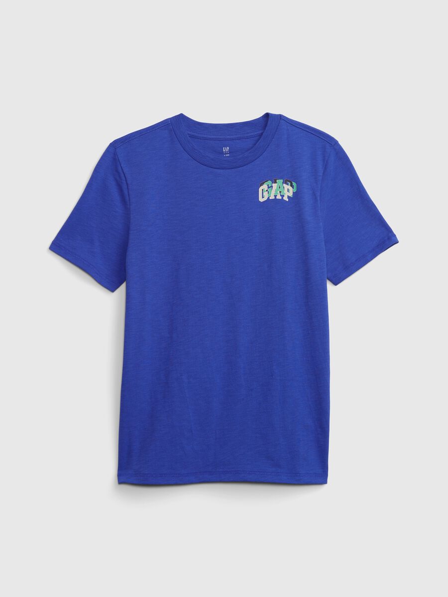 Cotton slub T-shirt with logo print Boy_0