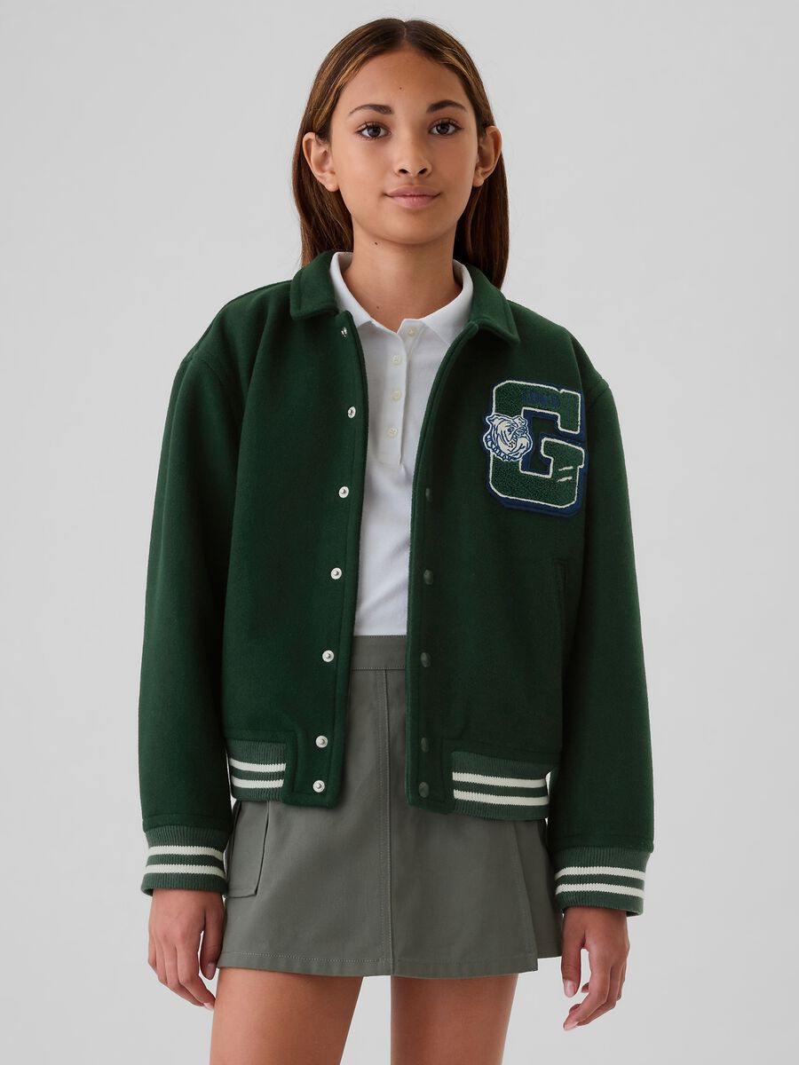 Bomber varsity con applicazioni bouclé Bambino_1