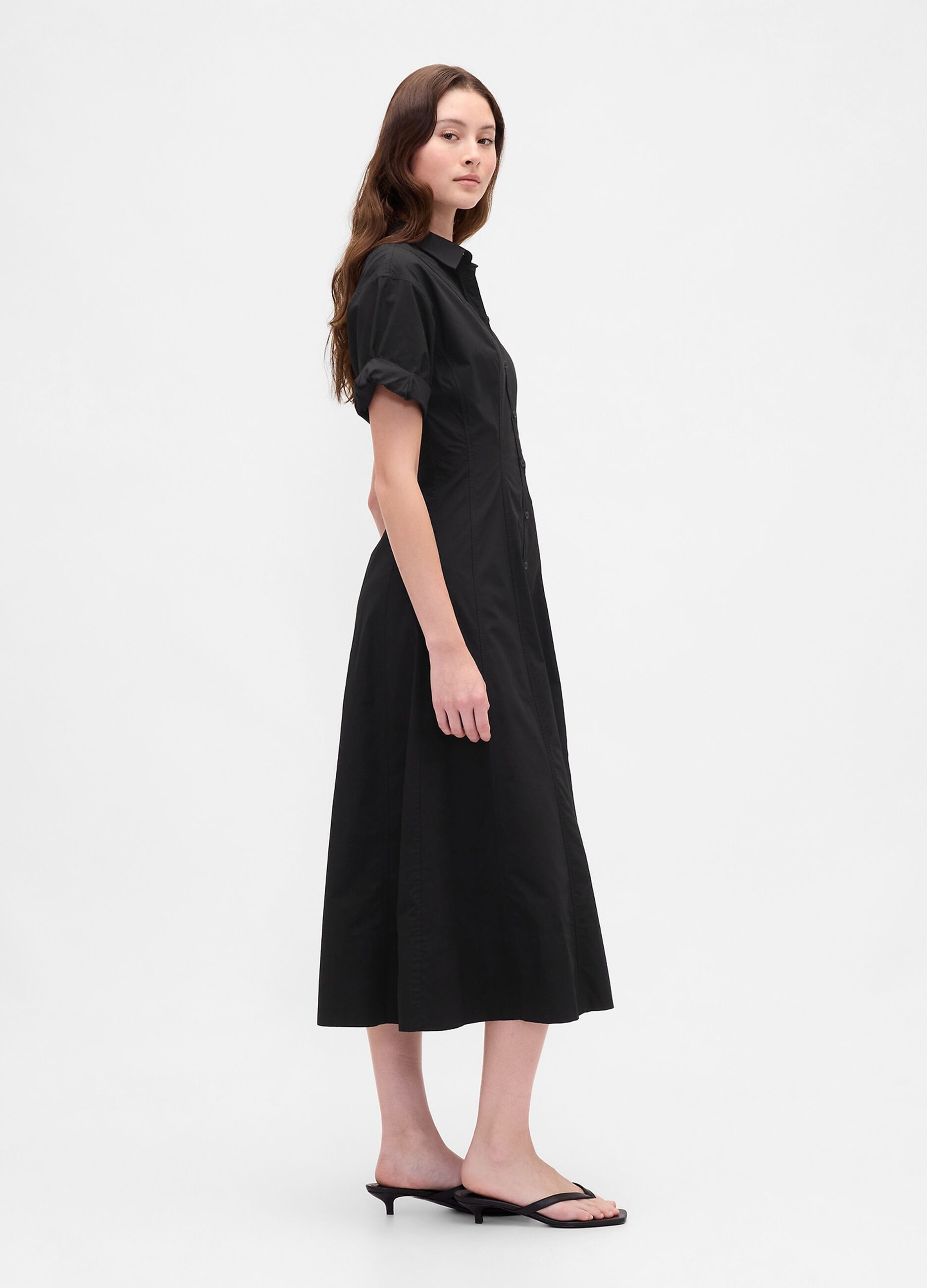 Short Sleeve Black Cotton Dress