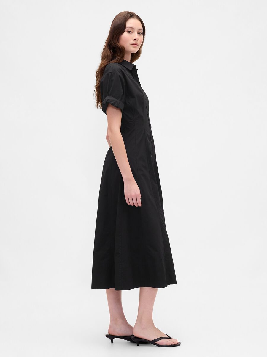 Short Sleeve Black Cotton Dress Woman_3