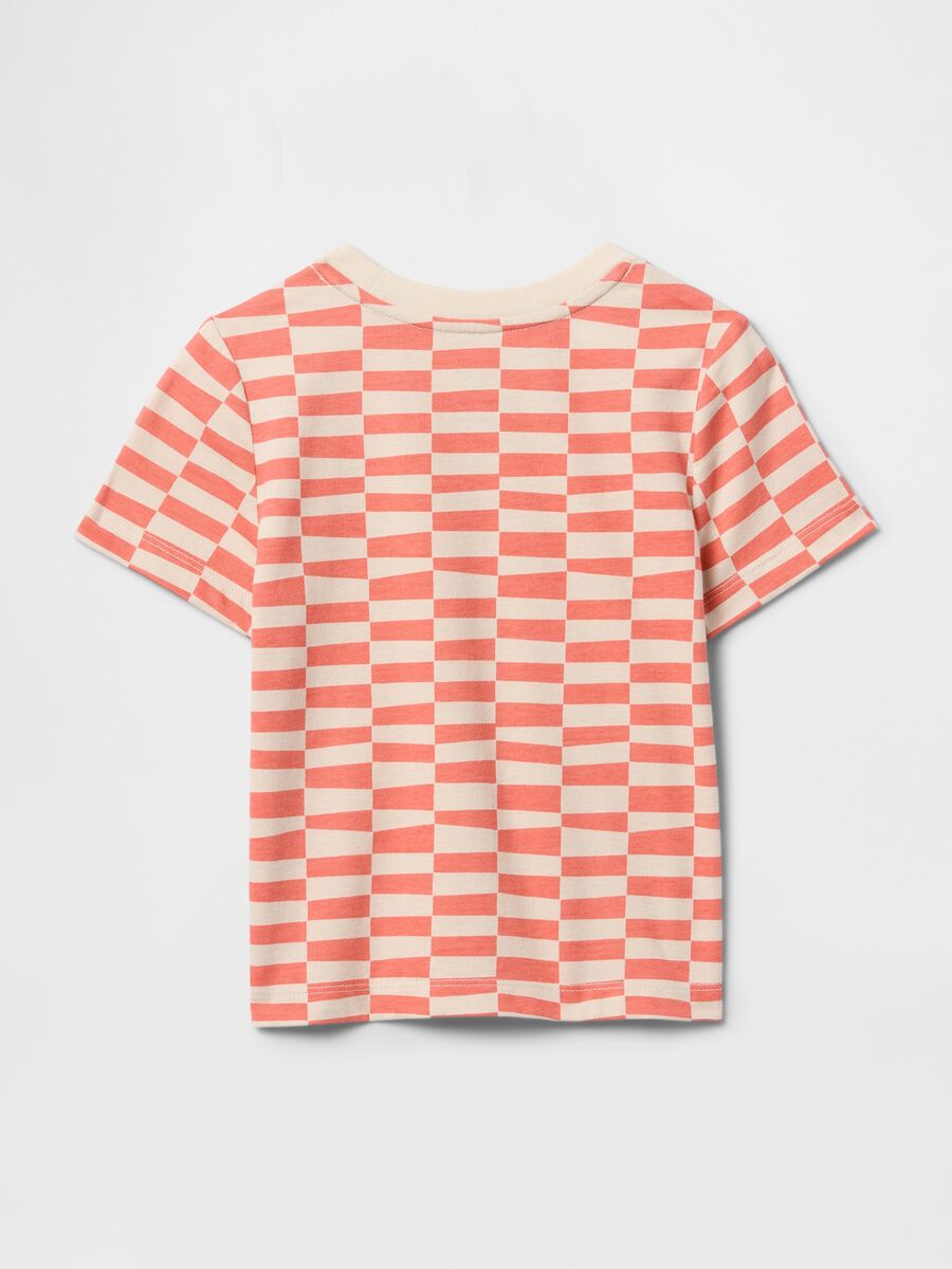 T-shirt a righe rosa e beige con taschino Bimbo_1