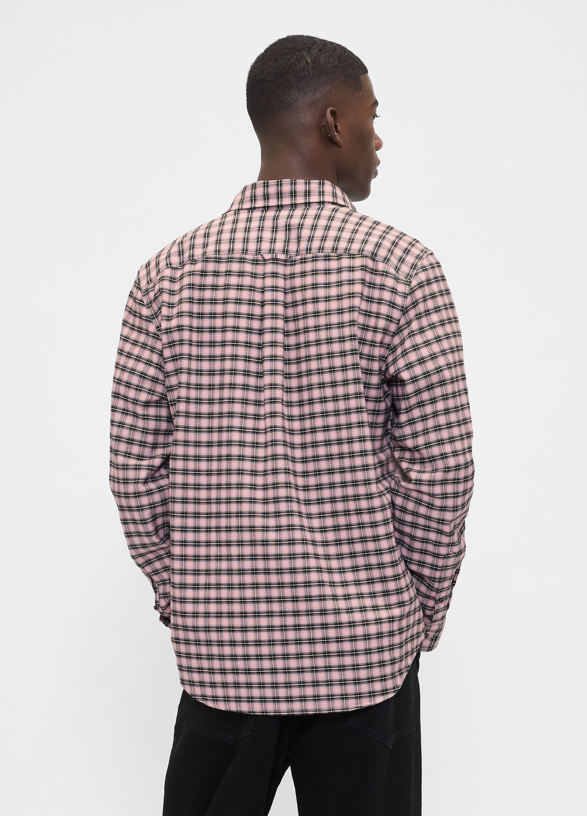 Camicia rosa a quadri elasticizzata_2