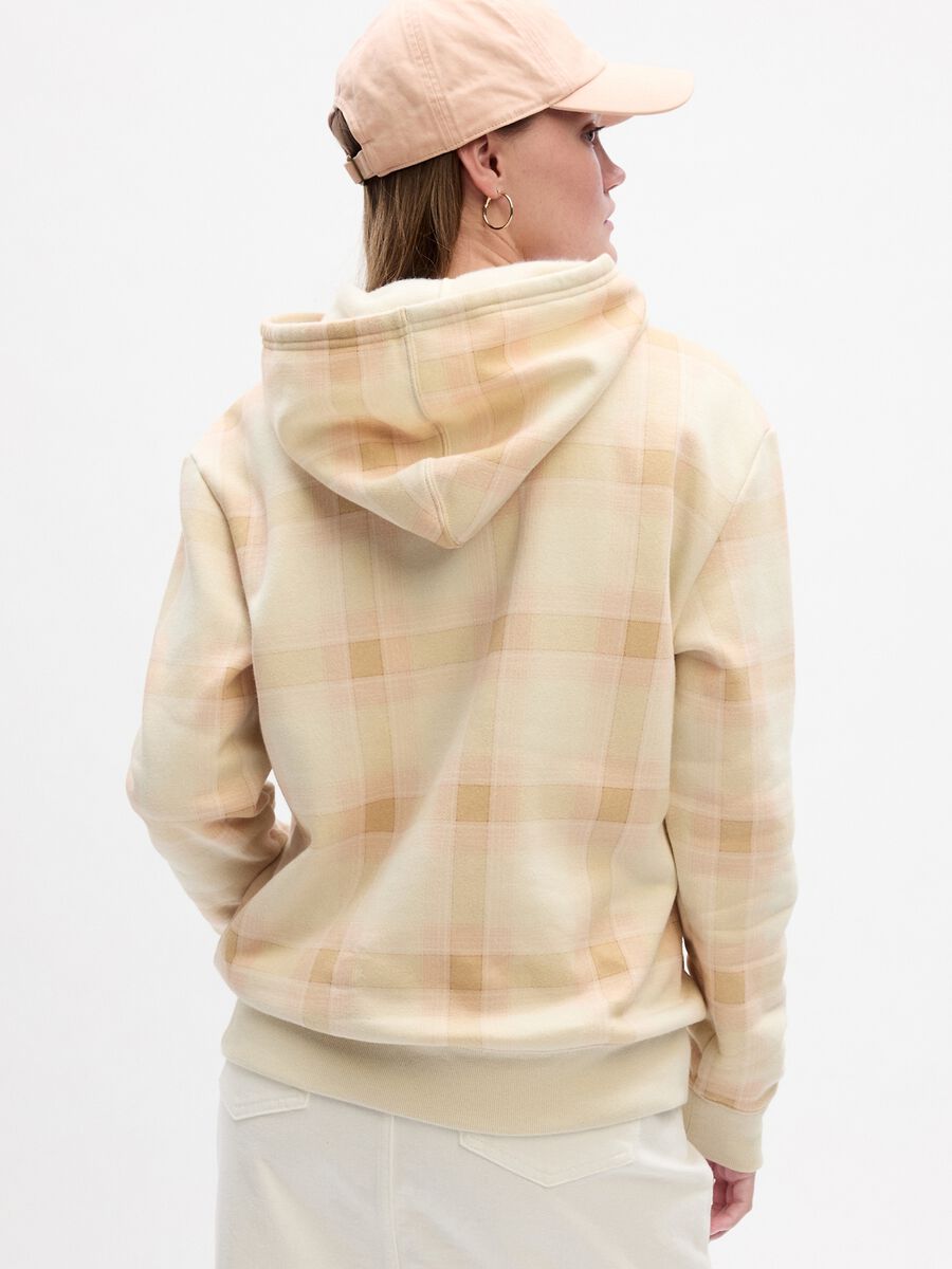 Felpa check con cappuccio e ricamo logo Donna_1